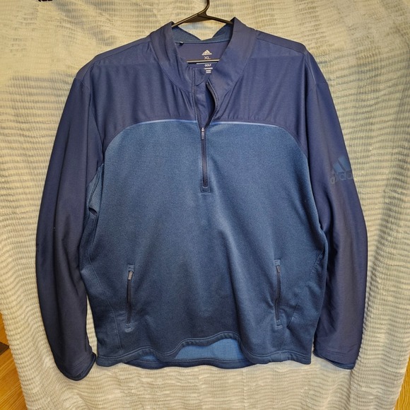 Adidas Golf Pullover 1/4 Zip Long Sleeve Navy Blue Mens XL Lightweight - Picture 1 of 5